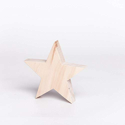 WOODS Holzstern Zirbe - attraktive Dekoration aus Holz handgefertigt in Bayern I Holzstern zum hinstellen - gemütliche Advent & Weihnachtsdeko für Fenster Flur Tür & Co I Holzstern groß (21cm)