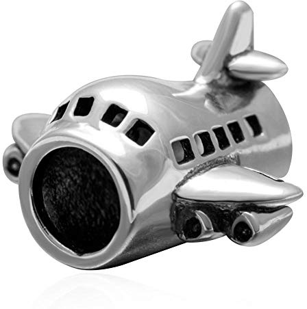 JiaRong Charms 925 Sterlingsilber Flugzeug Charm - Reise & Weihnachten Charm für Pandora Charm Armband (Silber)