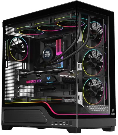 Itek Case Gaming SHOWBUI WAVE 82B – Tower ATX med 4 12 cm ARGB fläktar ingår – 2xUSB3, Type-C- och mörkt tempglas fram- och sidoskott
