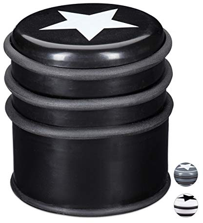 Relaxdays Fermaporta a Pavimento, Blocca Porte e Finestre, Grande, con Stella, 8 cm di Altezza, Nero