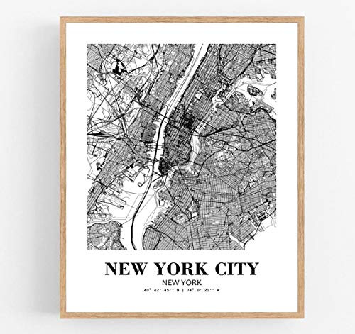 Eleville 8X10 Unframed New York City New York City View Abstract Road Modern Map Art Print Poster Wall Office Home Decor Minimalist Line Art Hometown Housewarming wgn420