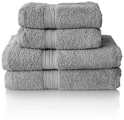 Glart Juego de toallas de rizo prémium en 6 colores y 5 tamaños 2 toallas de ducha de 70 x 140 cm y 2 toallas de lavabo de 50 x 100 cm, gris plata