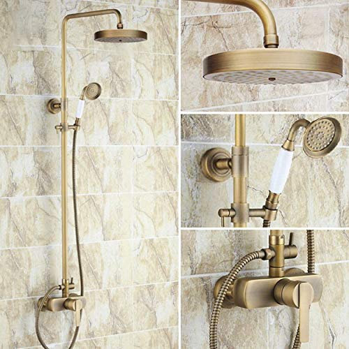 Miscelatore monocomando in ottone per bagno con doccia a pioggia tonda da 8 pollici, miscelatore, doccetta a mano