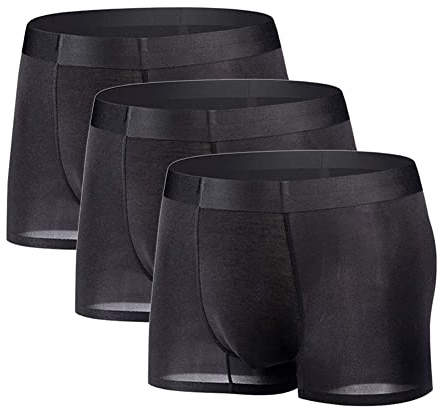 YUSHOW Underbyxor för män 3-pack issilke underkläder män sexiga mjuka och bekväma boxershorts sömlösa andningsbara .., svart, L