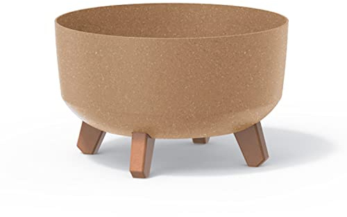 Macetero Color Ocre, con Patas Desmontables, Redondo, colección Gracia de 28,5 x 28,5 x 17,7 cm, Capacidad de 6,8 L.