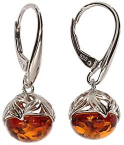 Artisa-Schmuck Boucles d'oreilles modernes en ambre et argent sterling 925/000 rhodié