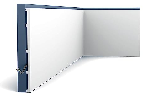 Orac Plinthe SX207 200 cm x 1,3 cm x 25 cm Polystyrène extrudé (HDPS) lisse avec passage de câble prétraité