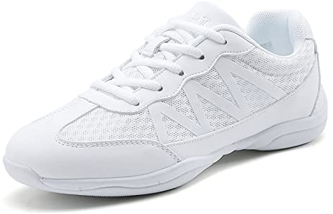 Scarpe da cheerleading, da donna, jazz, yoga, da allenamento, per ragazze, da ballo, da ginnastica, per attività all'aria aperta, con lacci, Bianco 1, 36 EU