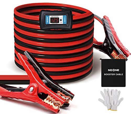 NOONE 2 Gauge Jumper Cable Heavy Duty Car Battery Clamps, for Jump Starting Dead or Weak Batteries Booster Cables with S7 Reverse Polarity Protection and Carry (2 Gauge 20 Feet)
