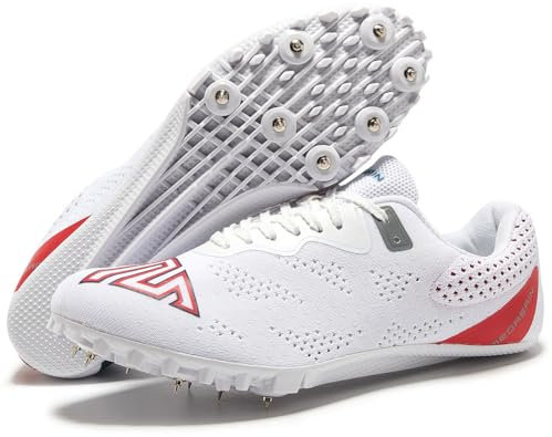 Medasain Leichtathletikschuhe für Herren, Damen, Kinder, Jungen, Mädchen, Jugendliche, Spikes, professionelle Sportschuhe, Sprint-Laufschuhe, Rennschuhe, Weiss/opulenter Garten, 35.5 EU
