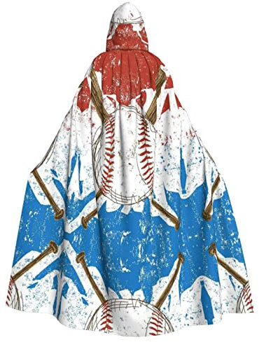 JAMCHE Handgezeichnete Baseballschläger und Ball-Druck-Kapuzenumhang für Weihnachten, Halloween, Cosplay-Kostüme