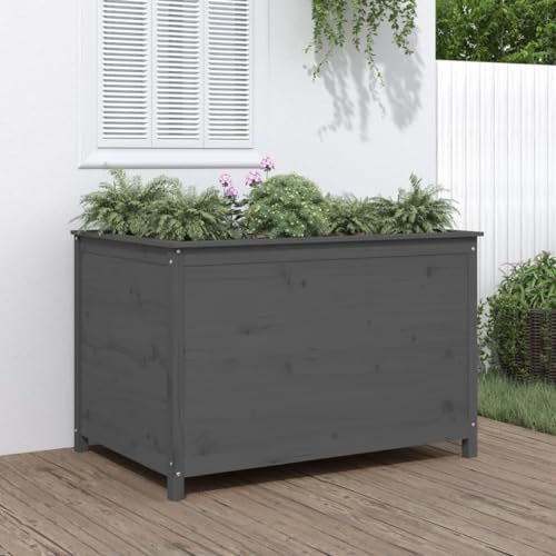 Camerina Hochbeet Grau 119,5x82,5x78 cm Massivholz Kiefer Erdsieb FüR Garten Pflanzbeet