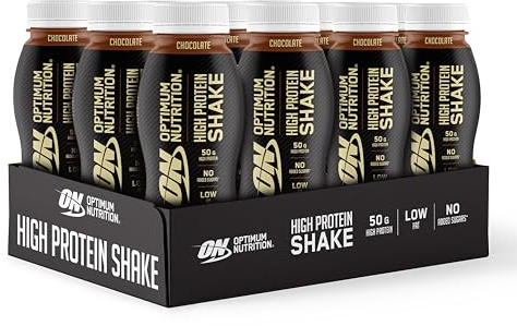 ON High Protein Shake Bottles, Ready To Drink Healthy Snacks, No added sugars, low fat, Post Workout Snack for Men and Women, Chocolate Flavour, 12x500ml, Packaging may vary