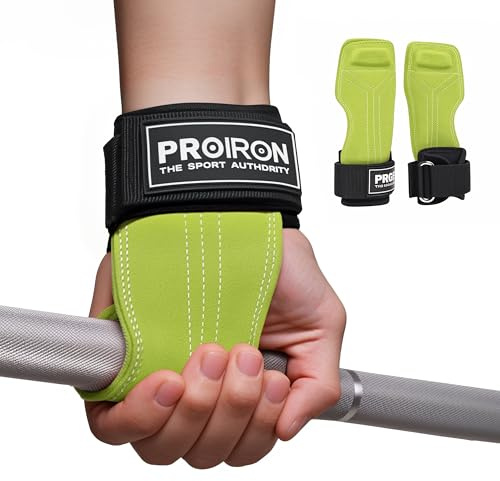 PROIRON Grip Palestra, Grip Straps con Doppio Strato di Pelle Oxford, Strips Palestra con Protezione Del Polso Imbottita da 5 mm e Tappetino Antiscivolo per Sollevamento Pesi Pesanti (coppia)