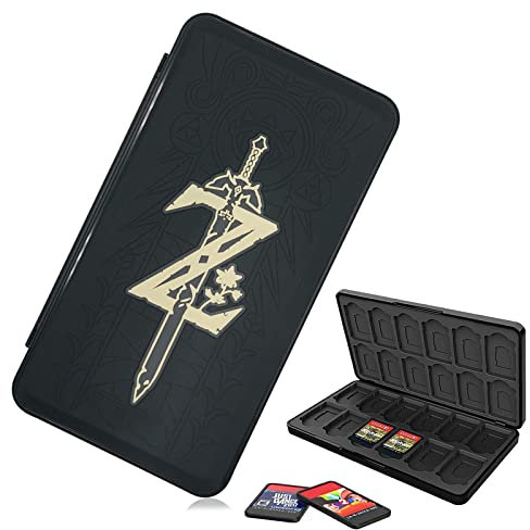 Switch Game Card Case Holder for Nintendo Switch, Cute Switch Case with 24 NS Games Card Slots & 24 Micro SD Card Slots for Switch/Lite/OLED Cartridge Portable Travel Storage Box for Boy - Black