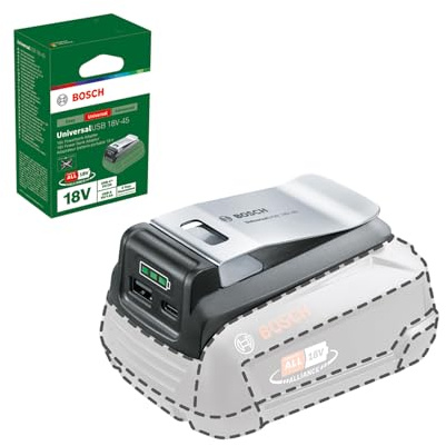 Bosch USB-adapter UniversalUSB 18V-45 (för laddning av olika enheter; kraftfull USB-C/USB-A-adapter/powerbank; 18V-system)