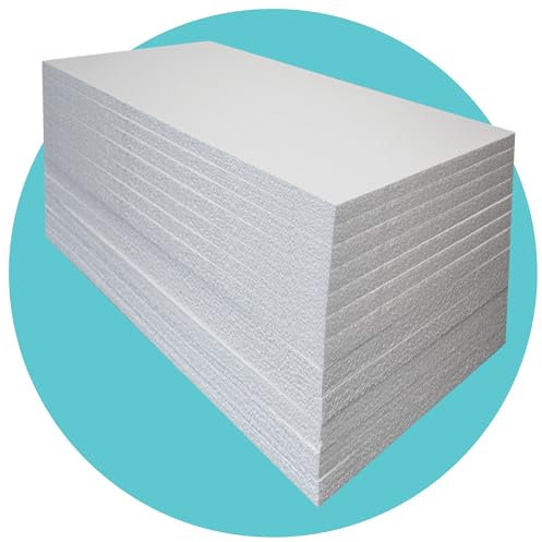 Triplast Expanded Polystyrene Foam Sheets EPS 70 (12 Sheets, 1200 x 600 x 25mm Each) - BBA Certified Wall & Floor Insulation Board - Box Lining & Packaging Foam Board - White Blocks for DIY Projects