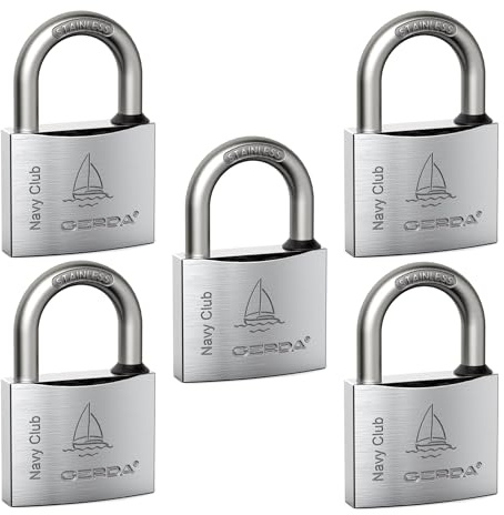 Nipter 5 x Vorhängeschloss rostfrei | Schloss mit Schlüssel 40 mm | massives Lock mit Doppelverriegelung | inkl. 3 Schlüssel | Bügelschloss wetterfest