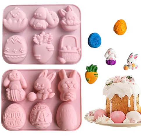 KUBDPQOR silikonform ostern, silikonbackform ostern, 2 Stück Kuchenformen, Kuchentellern, silikon backform, Non-stick Mini Chocolate Bar Mold für DIY Schokolade Praline Süßigkeiten