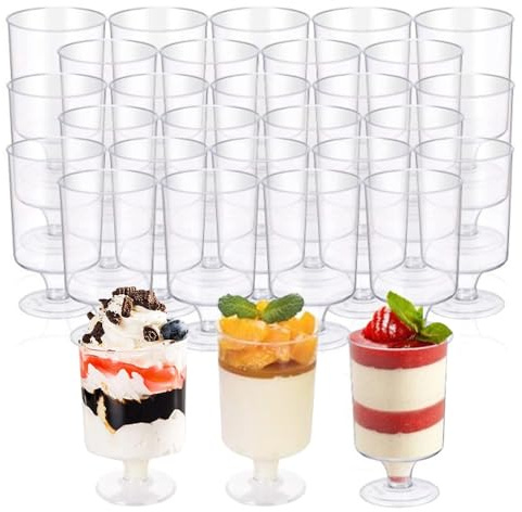 YWKJDDM Dessertbecher Plastik, 50 Stück Mini Desserttasse, 100 ml