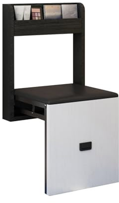 An Der Wand Montierter Klappstuhl, 7 Cm Dünner Klappstuhl Geeignet, Schuhwechselhocker, Klapphocker Für Den Eingangsbereich, Versteckte Wandhocker, Türschuh-fußhocker, Wandhocker(Black and white)