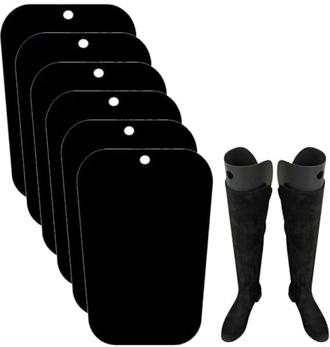 VEGCOO 6 Pcs Reusable Boot Trees, Black Plastic 16in Boot Trees for Long Boots, Tall Support Boot Holders for Preventing Deformation Creasing (6, L, 40×28cm)