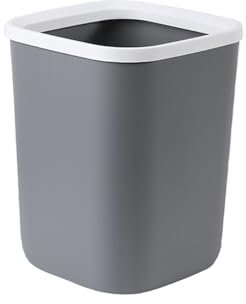 Poubelle Poubelle, plastique, carrée sans couvercle avec anneau de pression for la maison, la cuisine, le bureau, poubelle à papier grande/petite, noir/gris/rose Corbeille à papier(Grigio,Grand)