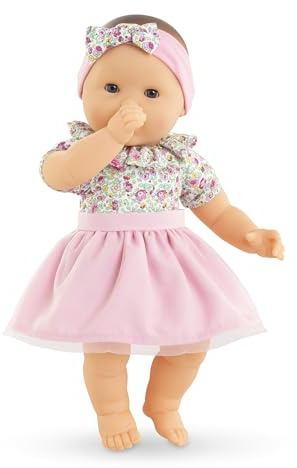 Corolle Mon Grand Poupon Süßes Großes Baby, Weichkörperpuppe mit Schlafaugen, Stirnband, Rock abnehmbar, Vanilleduft, 36cm, ab 2 Jahren, behält den Daumen im Mund