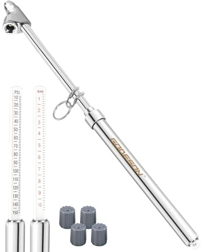 GODESON Heavy Duty Tire Pressure Gauge- 10-150PSI, Accurate Truck Air Gauge for Car, Semi, Motorcycle，Portable Tire Pressure Checker with Zinc Alloy Head and Stainless Steel Body Easy to use