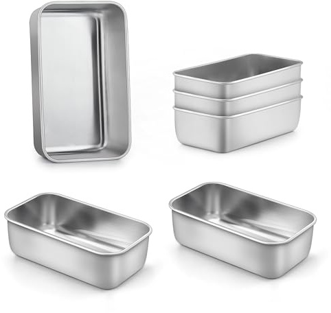 LIANYU 6 Pack Mini Loaf Pan Tins for Baking Bread, 6.3 x 3.5 Inch Stainless Steel Small Bread Loaf Pan for Homemade Meatloaf, Tin Loaf Baking Pan Perfect for Banana Sourdough Sandwich, Dishwasher Safe