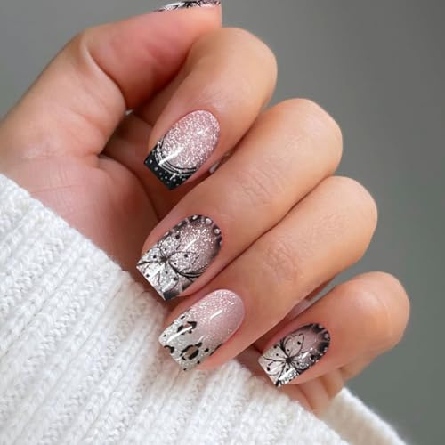 JMEOWIO Nagelfolie UV Härtend Leopardenmuster French Tip UV Gel Nail Strips Nagelsticker Nagelaufkleber Nail Art Dekoration Nageldesign Zubehör