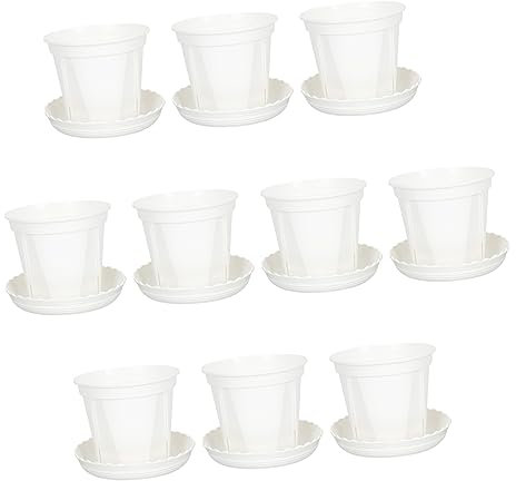 TOYANDONA 10 Juegos Macetas de Plástico para Control de para Jardín Interior y Exterior Drenaje Diseño Durable Color Blanco para Rosales y Otras Plantas