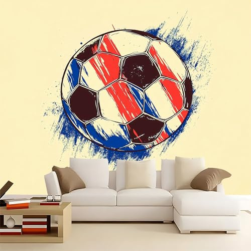 Fotomurales 3D Fútbol con garabatos de acuarela 300x210 cm Papel Pintado Fotográfico, Decoración De la Pared Murales para Salón, Dormitorio, Habitación para Niños, Pared de TV