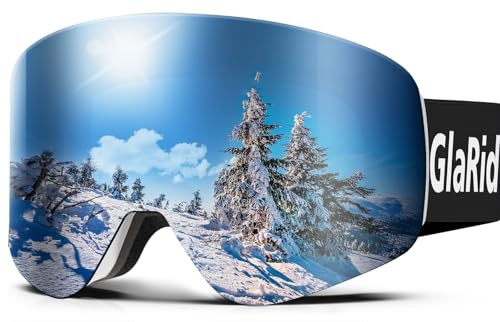 GlaRid OTG Ski Goggles for Men Women Youth, Anti-Fog UV Protection, White