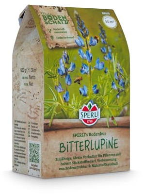 Sperli's Bodenkur Bitterlupine 88435, Gründüngungssaat | 0,6 kg, Stickstoffsammler & Nährstoffbindung, Bodenaktivator, Bodenverbesserer, einjährig