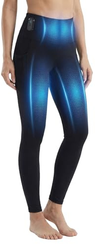 WESMART EMS Workout Leggings for Women, Muscle Stimulator Training Pants for Abs & Thigh Workout, Fitness Training Leggings (US, Alpha, Large, Regular, Regular) Black