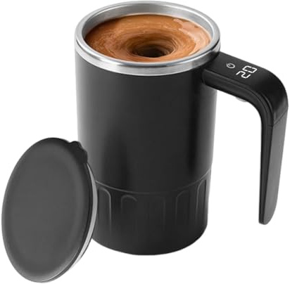 Bicchiere agitatore elettrico: acciaio inossidabile da 380 ml, contenitore per miscelazione ricaricabile, dispositivo di agitazione automatica da 3,15 x 5,43 pollici | Preparazione del tè al cacao per