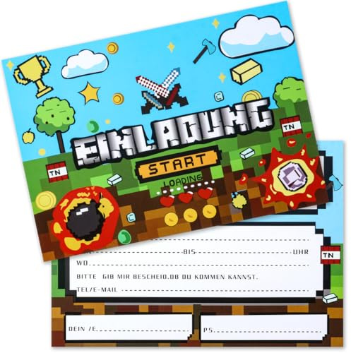 Elektheim 12x Einladungskarten zum Kindergeburtstag Kraftpapier Junge & Mädchen Einladung zum selbst Gestalten Einladungen Partyeinladungen für Kinder Geburtstage Geburtstagseinladungen