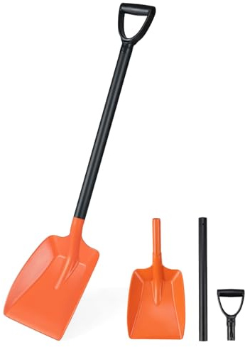 GYMAX Pelle à Neige 111cm avec Lame 32x26cm, Manche Léger Robuste en Aluminium, Poignée Pratique en Forme D, Outil de Déneigement Déblaiement pour Toit Voiture Allée Jardin