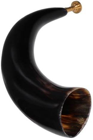 HONITANO Äkta naturligt oxhorn vikinghorn 30–35 cm för halloween cosplay och pirat – bärbar hantverksvingtrumpet för temafest och rollspel