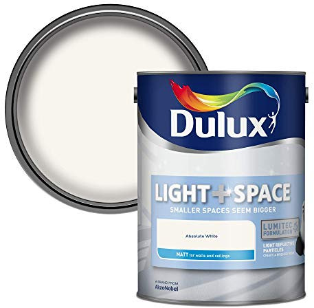 Dulux Light & Space Matt Emulsion Paint For Walls And Ceilings - Absolute White 5 Litres