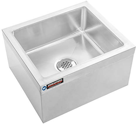 DuraSteel 19x22x12 Commercial Floor Mop Sink - NSF Certified 304 Stainless Steel Utility Room Service Basin with Leak Proof Flat Drain - Large Tub for Dog Washing, Filling Water Bucket, Cleanup