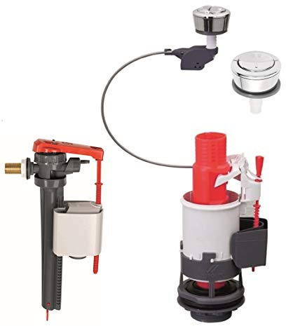 Wirquin – Kit de mécanisme d’économie d'eau filaire à double valve de chasse d'eau + robinet flotteur Jollyfill à valve 3/8 en laiton - MW2
