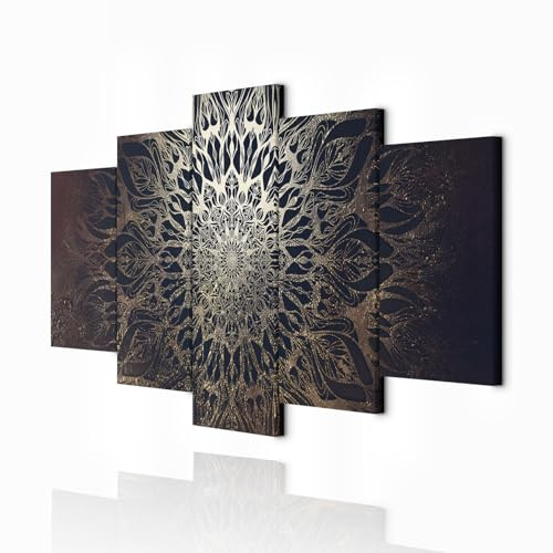 decomonkey Wandbilder Mandala 200x100 cm 5 Teilig Leinwandbilder Kunstdruck | Bild auf Leinwand, Wanddeko, Wohnzimmer, Wanddekoration, Modern, Abstrakt