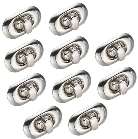 Healifty 10 Stück Metall Drehverschluss Silber für Geldbeutel Ledertaschen Accessoires Reißverschlussersatz Schmuckelemente