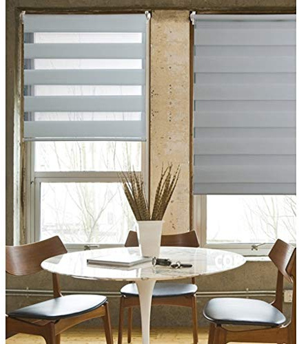 Store Enrouleur Jour Nuit chaînette coordonnée sans percer - Gris Clair - L46 x H190cm
