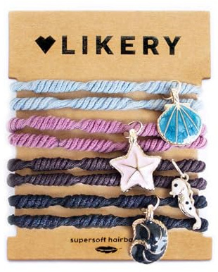 LIKERY Haargummi Set Damen – Summerfresh Haargummis und Armbänder – elastische Stoff Haargummis mit Sommer Anhängern – Haarschmuck für Frauen Mädchen