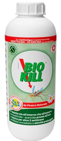 Biokill Insetticida Biologico di Piretro Naturale a Base Acquosa - Flacone Ricarica da 1 litro Bio Kill