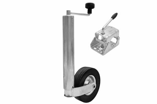 UNITRAILER Roue Jockey 60 mm avec Collier renforcé – Acier galvanisé, Charge 250 kg, Tube 60 mm, pour remorque