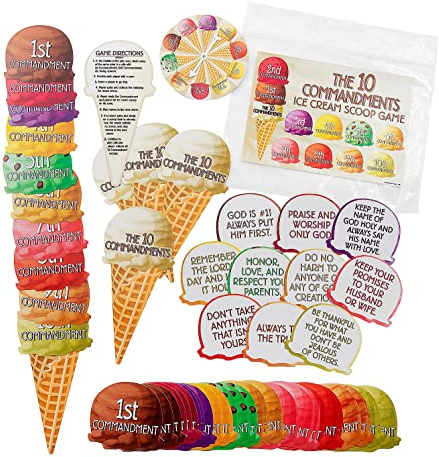 Fun Express Ten Commandments Ice Cream Scoop Game - Religious and Sunday School Educational - 51 Pieces